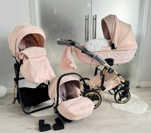 Junama Candy Pearl 01 wózek dziecięcy w różowym kolorze 2w1 lub 3w1
